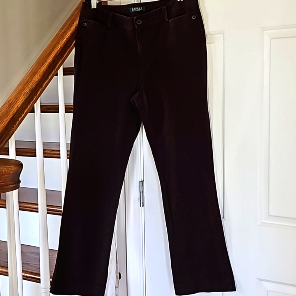 Lauren by Ralph Lauren Brown Twill Pants Size 10P Excellent Condition